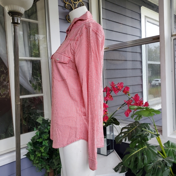 Levi's 100% Cotton Red White Gingham Checked Longsleeved Shirt / Gender Neutral - Picture 7 of 9